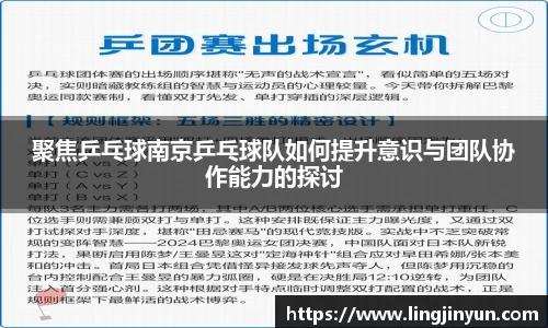 聚焦乒乓球南京乒乓球队如何提升意识与团队协作能力的探讨